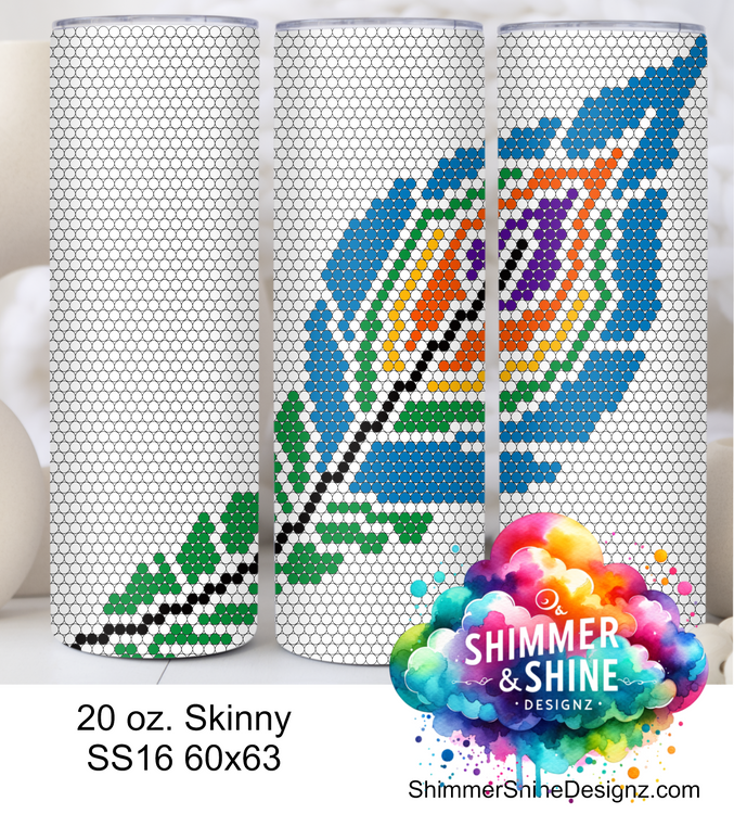 Peacock Feather 20 oz Skinny SS16 60x63 DIGITAL DOWNLOAD