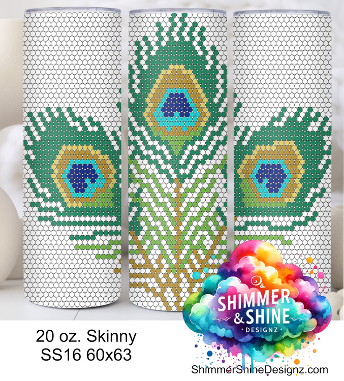 Peacock Feather Trio 20 oz Skinny SS16 60x63 DIGITAL DOWNLOAD