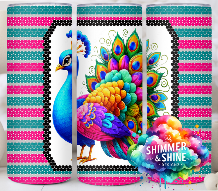 Peacock Bright Stripes 20 oz. Skinny Square Sublimated Tumbler