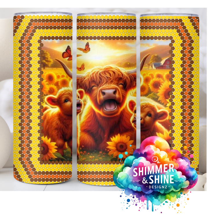Sunflower Highland Cow SS20 20 oz. Skinny Square DIGITAL DOWNLOAD