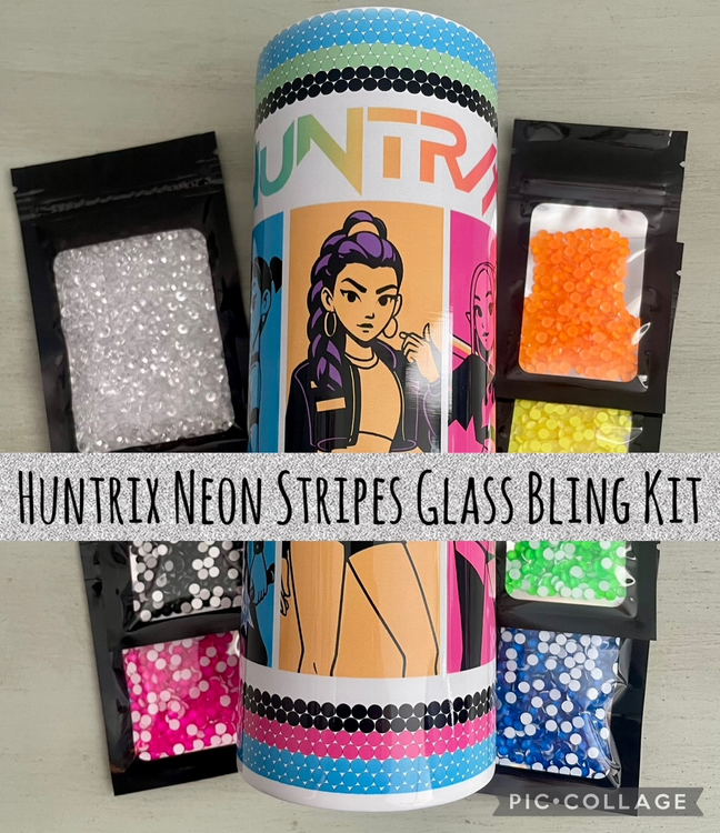 Huntrix SS16 Neon Stripes - Glass Rhinestones & Tumbler Included
