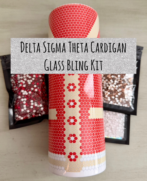 Delta Sigma Theta Cardigan - Glass Rhinestones & Tumbler Included
