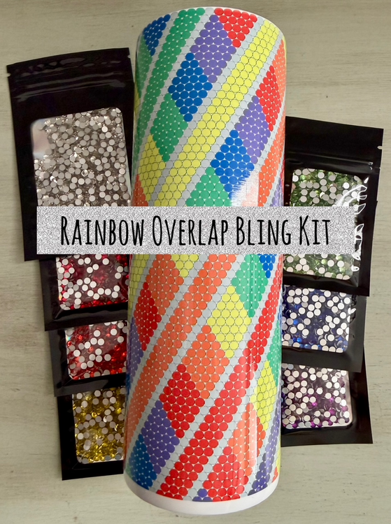 Rainbow Overlap - Glass Rhinestones & Tumbler Included