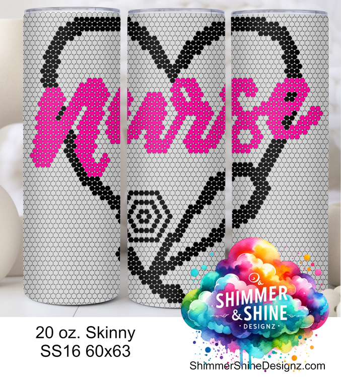 Nurse Heart Stethescope 20 oz Skinny SS16 60x63 DIGITAL DOWNLOAD