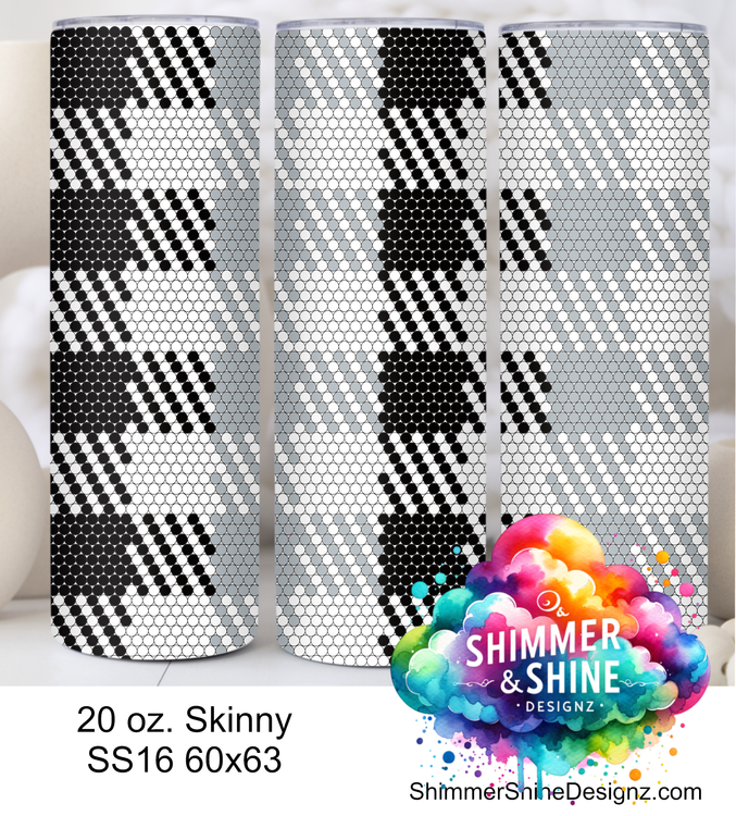 Black Silver Plaid 20 oz Skinny SS16 60x63 DIGITAL DOWNLOAD
