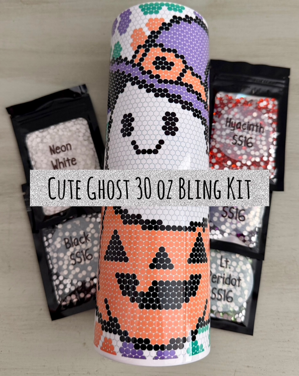 Halloween Ghost Leopard 30 oz. - Glass Rhinestones & Tumbler Included