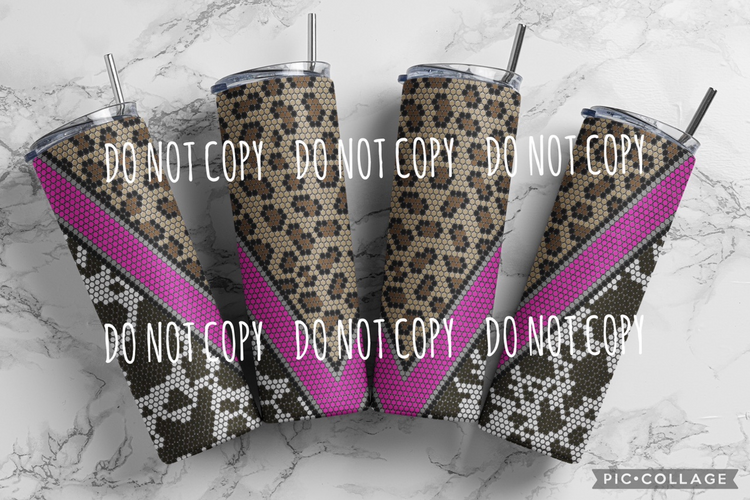 Leopard Cowhide V-Split Rhinestone Pattern 20 oz Skinny Straight SS16 60x64 PNG