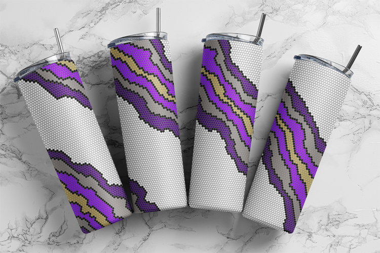 Purple Geode Slice Pattern 20 oz. Skinny SS10 3MM 75x82