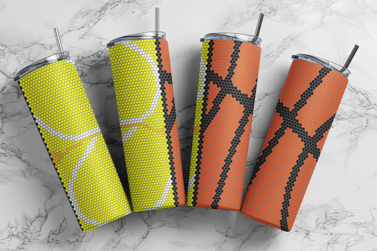 Tennis Basketball Half Pattern 20 oz Skinny SS16 60x63