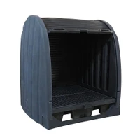 4 Drum Outdoor Storage Spill Containment Shed, Black (4064-BD)