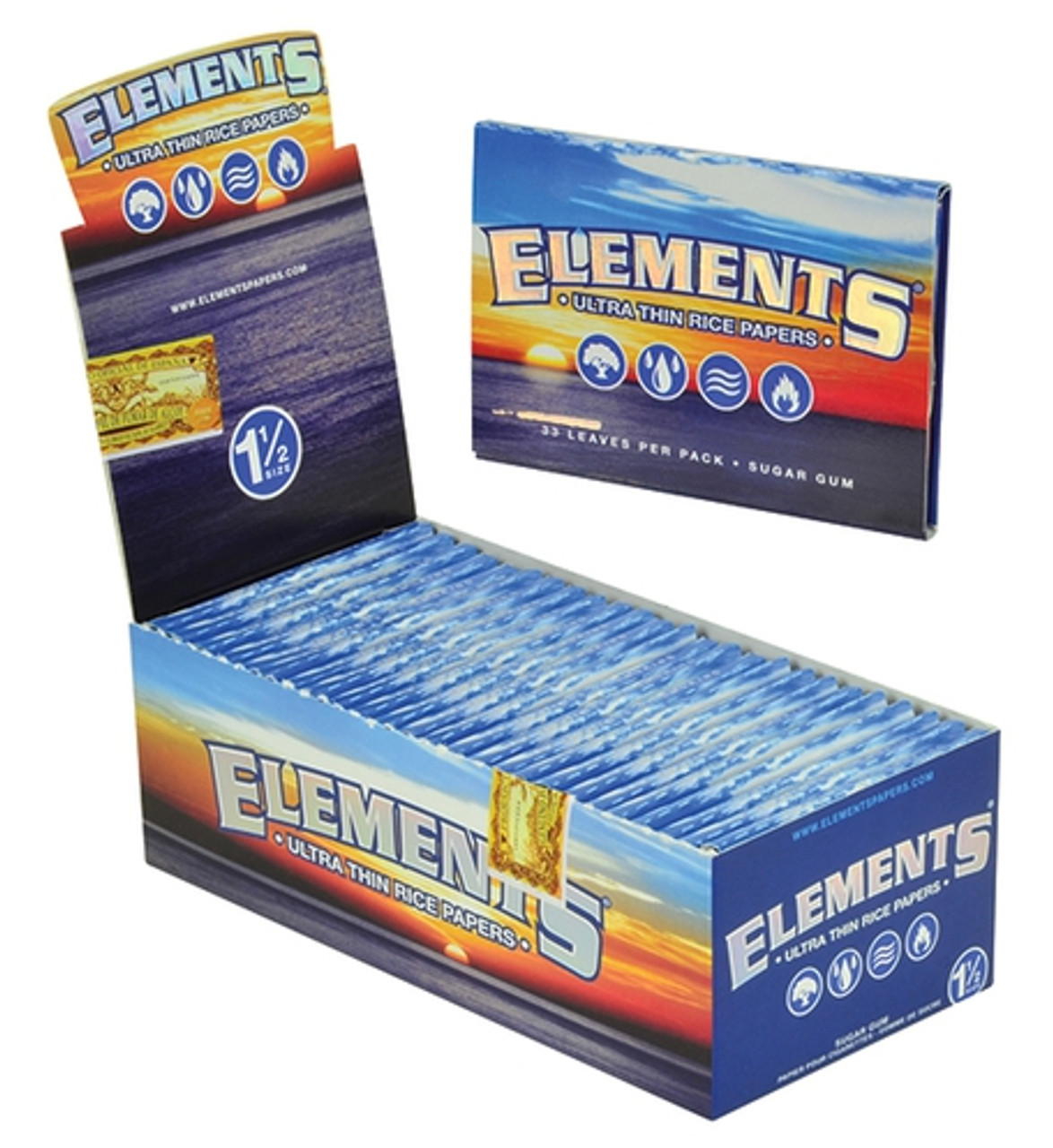 Elements Ultra Thin Kingsize Slim Rice Rolling Papers - 50 Pack