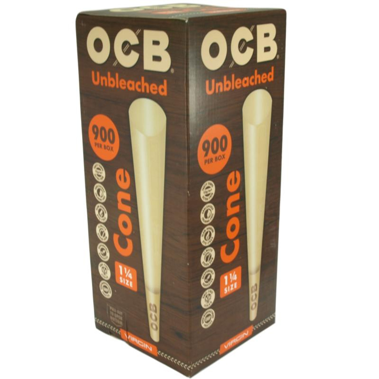 OCB Virgin Unbleached Pre-Rolled Cones 1 1/4 Size 900 ct.