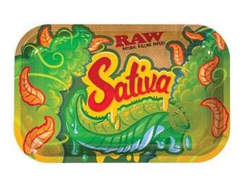 RAW "Sativa" Metal Rolling Tray 7" x 11"