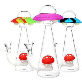 7" UFO Glass & Silicone Glow in the Dark Water Pipe