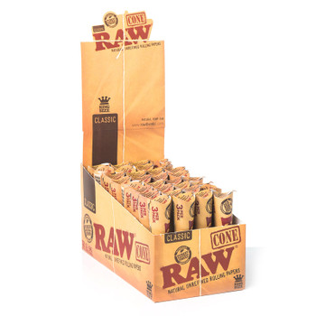 RAW Classic Pre-Rolled Cones King Size - 32 Packs Per Box, 3 Cones Per Pack