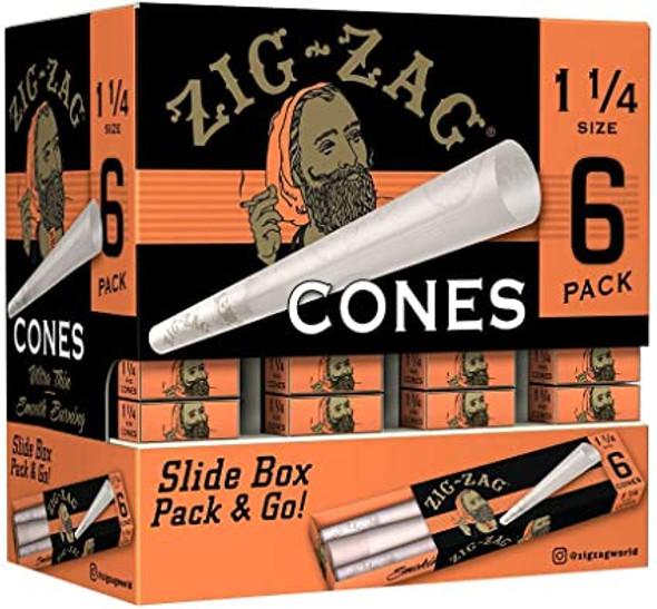Zig Zag Orange Pre-Rolled Cones 1¼" Size - 36 Packs Per Box, 6 Cones Per Pack
