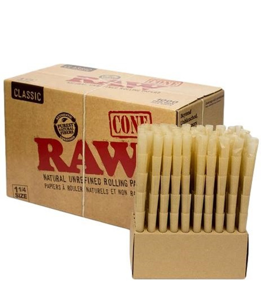 RAW Classic Bulk Pre-Rolled Cones 1¼" Size - 1000 ct.