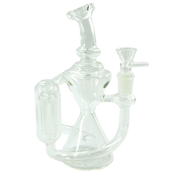 7" Percolated Recycler Water Pipe With 14mm Bowl