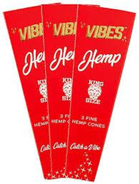 Vibes Pre-Rolled Hemp Cones King Size - 30 Packs Per Box, 3 Cones Per Pack