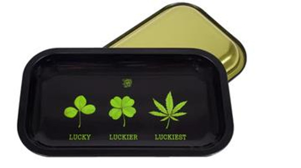 Toke Tray Lucky Leaf Metal Rolling Tray 7"x 11"