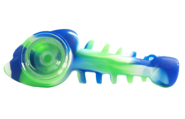 Silicone Fish Hand Pipe with Glass Bowl