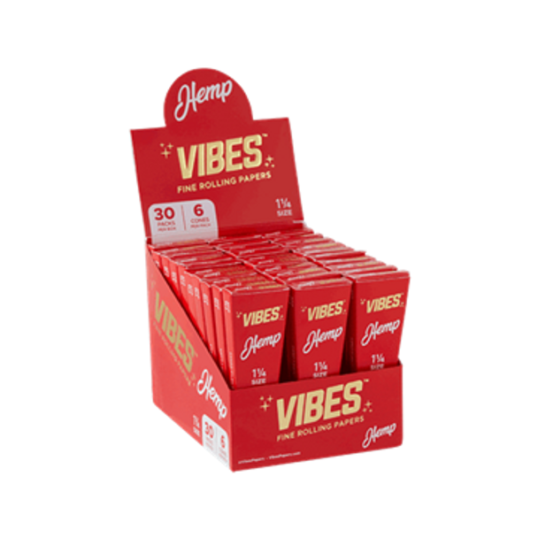 Vibes Pre-Rolled Hemp Cones 1¼" Size - 30 Packs Per Box, 6 Cones Per Pack