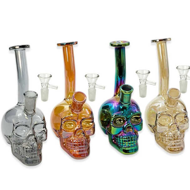 5.5" Electro Plated Skull Water Pipe