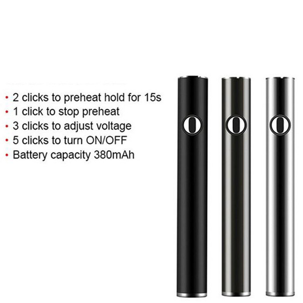 380mAh Preheat Variable Voltage Battery & USB Charger (Flat Top)