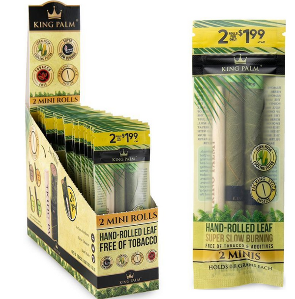 King Palm Mini Pre-Rolled Cone Display - 20 Packs Per Box, 2 Wraps Per Pack