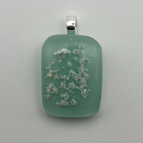 Sea Green pendant with cremated ashes fused in glass to remember your loved ones