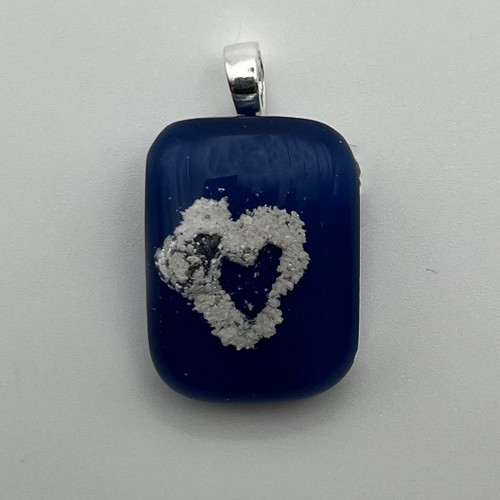 Indigo pendant with cremated ashes fused in glass to remember your loved ones