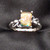 Sterling Silver Scallop Band Ring with Dichroic Glass