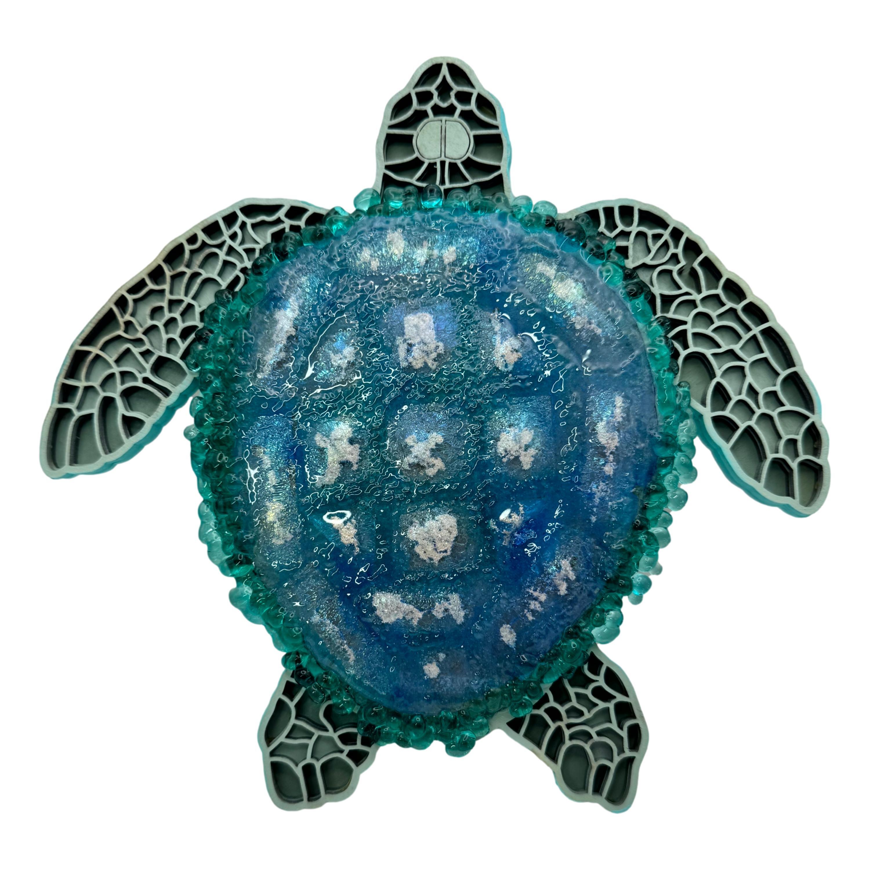 Custom memorial ash sea turtle art piece  