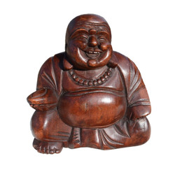 Medium Laughing Wooden Buddha