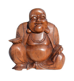 Small Laughing Wooden Buddha