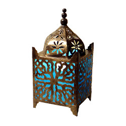Turquoise Fabric Moroccan Lamp
