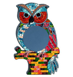 Mosaic Owl Shaped Mirror
