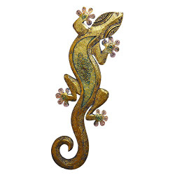 Gecko Wall Décor Gold with Pink Toes