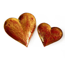 Red Wooden Heart Shaped Dish Set