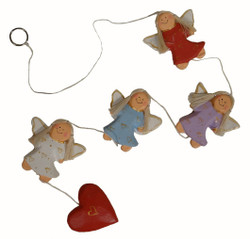 String Of Four Wooden Painted Angels