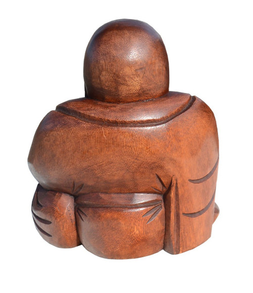 Medium Laughing Wooden Buddha