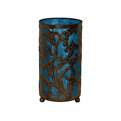 Carved Metal Table Lamp Turquoise