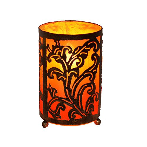 Small Carved Metal Table Lamp Orange