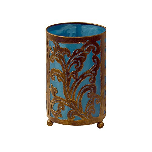 Small Carved Metal Table Lamp Turquoise