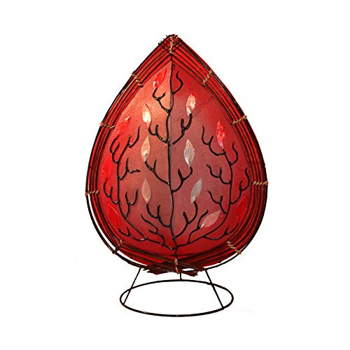 Red Leaf Capiz Shell Lamp