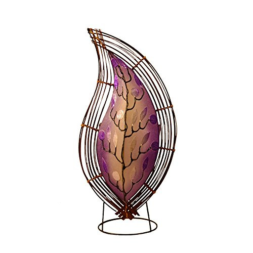Purple Wavy Leaf Capiz Shell Lamp