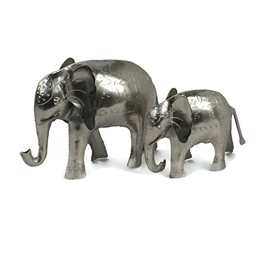 Mother & Baby Metal Elephant