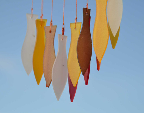 Sunset Frosted Glass Fish Wind Chime