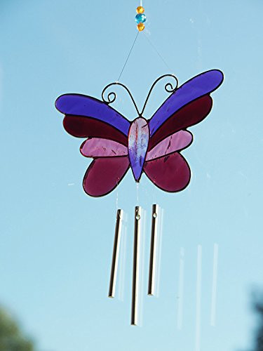 Pink Butterfly Wind Chime Sun Catcher