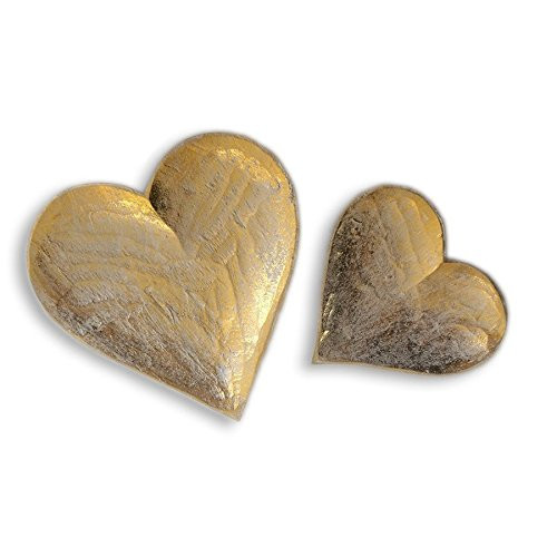 Gold Wooden Heart Shaped Dish Set